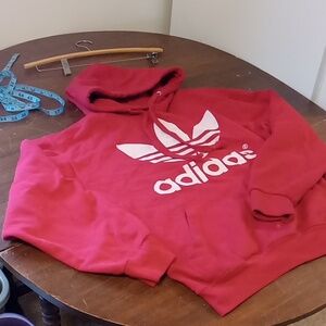 Adidas sweatshirt Hoodie red three leaf Med